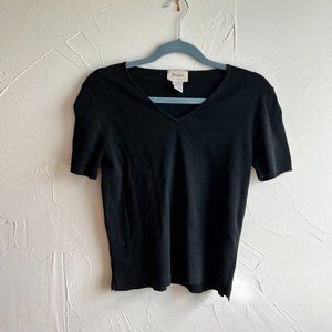 Vintage Neiman Marcus Black V-Neck Top